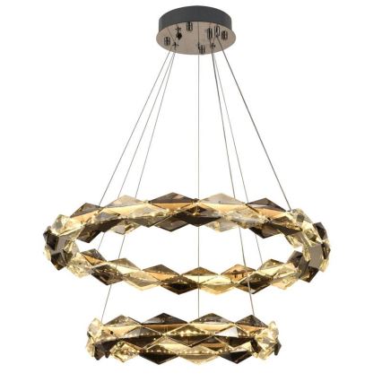 Lustre de cristal LED regulável em cabo LED/65W/230V 3000-6500K cromo brilhante + comando à distância