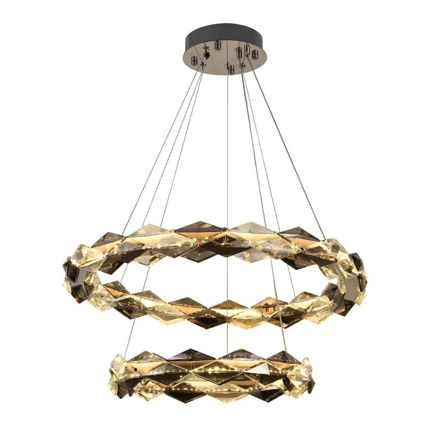 Lustre de cristal LED regulável em cabo LED/65W/230V 3000-6500K cromo brilhante + comando à distância