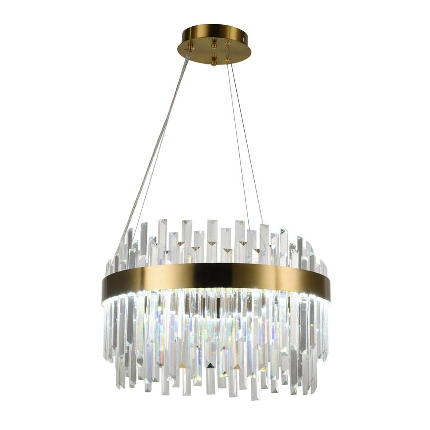 Lustre de cristal LED regulável em cabo LED/70W/230V 3000-6500K dourado + controlo remoto