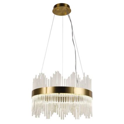 Lustre de cristal LED regulável em cabo LED/70W/230V 3000-6500K dourado + controlo remoto