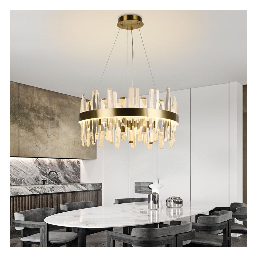 Lustre de cristal LED dimmerizável em cabo LED/80W/230V 3000-6500K dourado + comando à distância