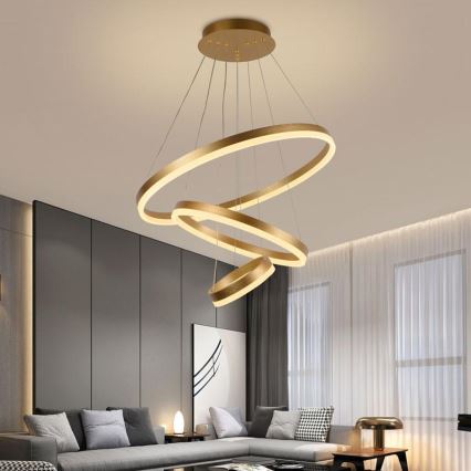 Lustre LED regulável em cabo LED/85W/230V 3000-6500K diâmetro 60 cm + controlo remoto