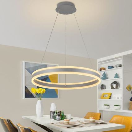 Lustre LED regulável em cabo LED/85W/230V 3000-6500K diâmetro 60 cm + controlo remoto