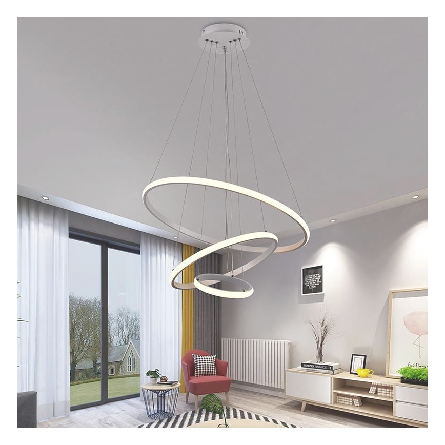 Lustre LED regulável em cabo LED/90W/230V 3000-6500K diâmetro 60 cm + comando à distância