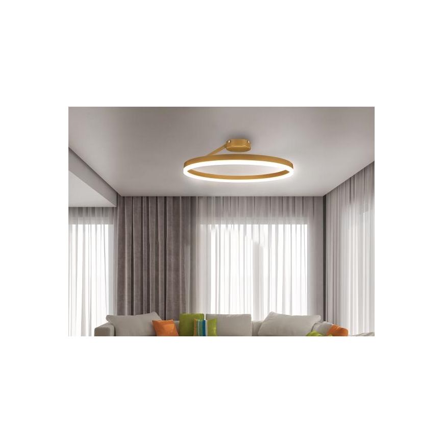 Lustre de teto LED dimmerizável LED/40W/230V 3000-6500K dourado + controlo remoto