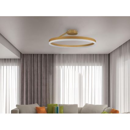 Lustre de teto LED dimmerizável LED/40W/230V 3000-6500K dourado + controlo remoto
