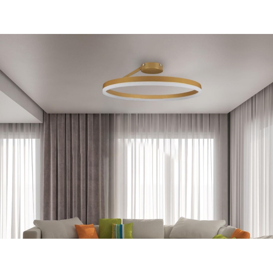 Lustre de teto LED dimmerizável LED/40W/230V 3000-6500K dourado + controlo remoto