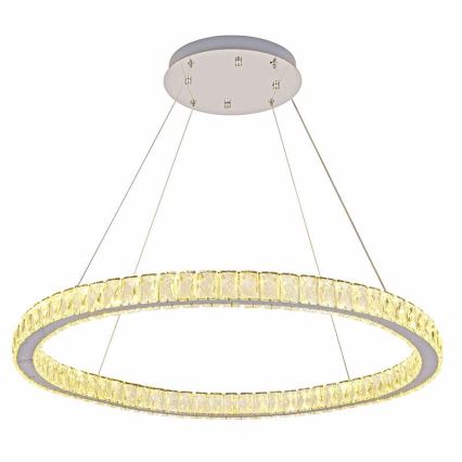 Lustre de cristal LED regulável em cabo LED/100W/230V 3000-6500K prata + comando à distância
