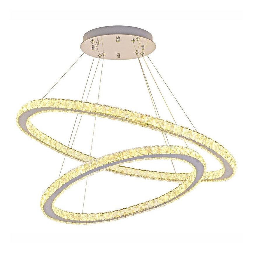 Lustre de cristal LED regulável em cabo LED/160W/230V 3000-6500K prata + comando à distância