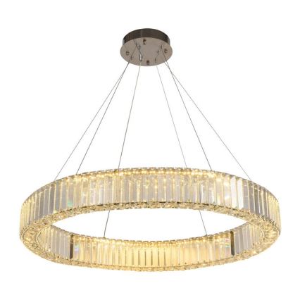 Lustre de cristal LED regulável em cabo LED/50W/230V 3000-6500K cromo brilhante + comando à distância