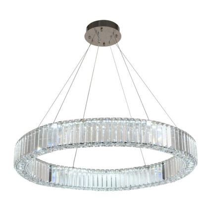 Lustre de cristal LED regulável em cabo LED/50W/230V 3000-6500K cromo brilhante + comando à distância