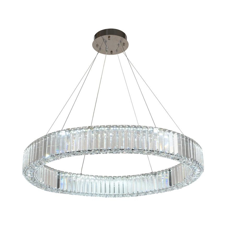 Lustre de cristal LED regulável em cabo LED/50W/230V 3000-6500K cromo brilhante + comando à distância