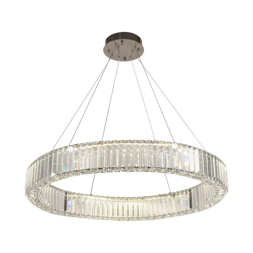 Lustre de cristal LED regulável em cabo LED/50W/230V 3000-6500K cromo brilhante + comando à distância