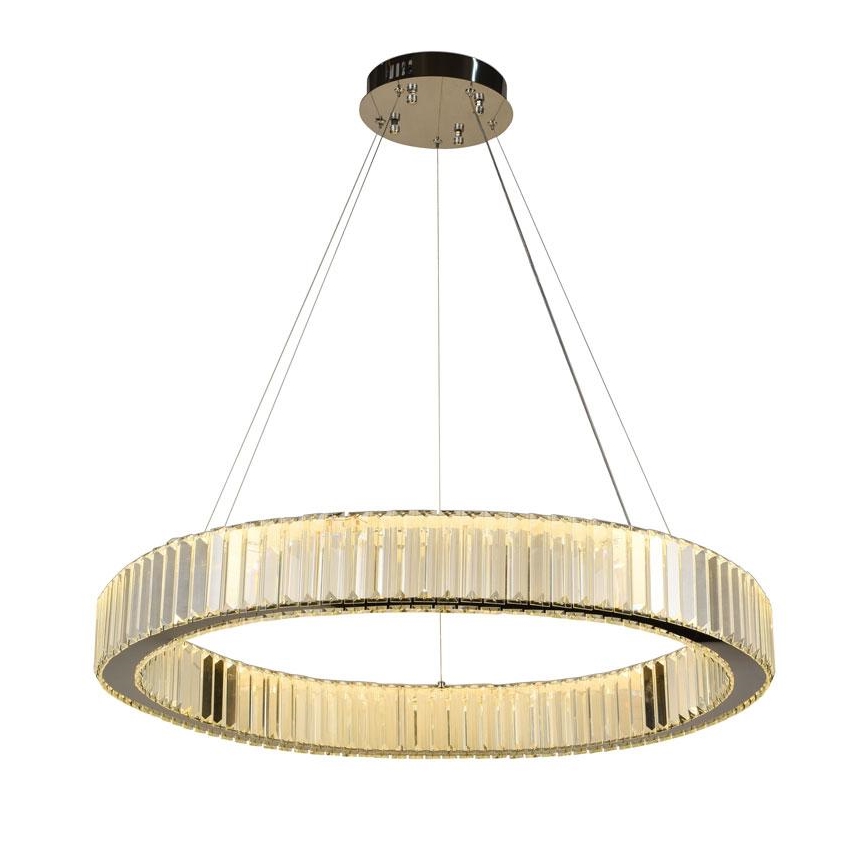 Lustre de cristal LED regulável em cabo LED/50W/230V 3000-6500K cromo brilhante + comando à distância