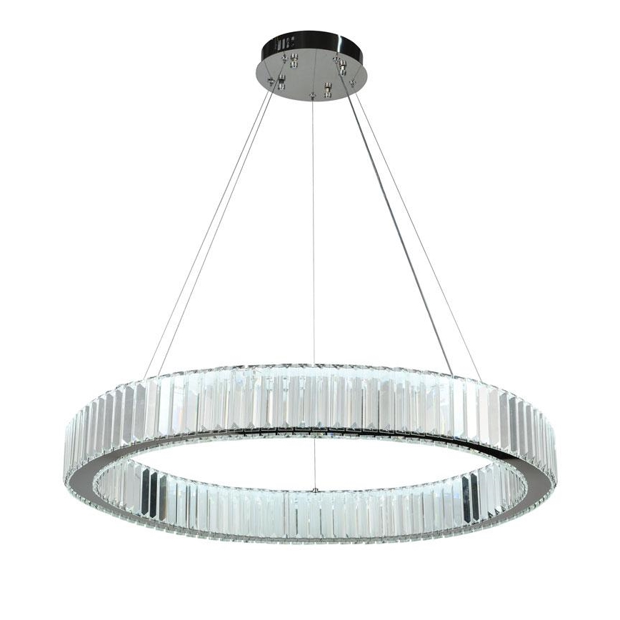 Lustre de cristal LED regulável em cabo LED/50W/230V 3000-6500K cromo brilhante + comando à distância