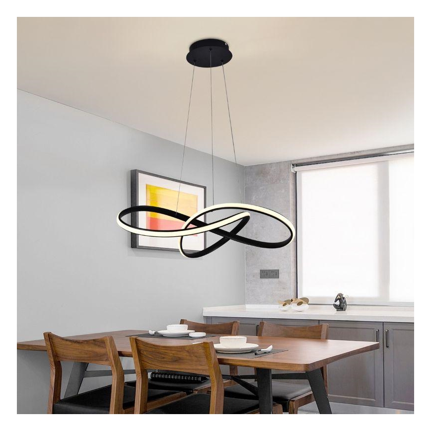Lustre LED regulável em cabo LED/70W/230V 3000-6500K diâmetro 60 cm preto + comando à distância