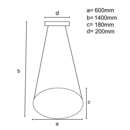 Lustre LED regulável em cabo LED/70W/230V 3000-6500K diâmetro 60 cm preto + comando à distância