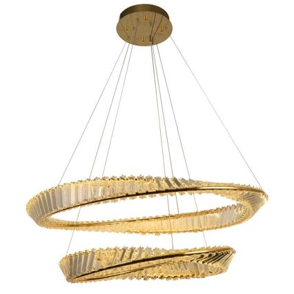Lustre de cristal LED dimmerizável em cabo LED/90W/230V 3000-6500K dourado/cromado + controlo remoto
