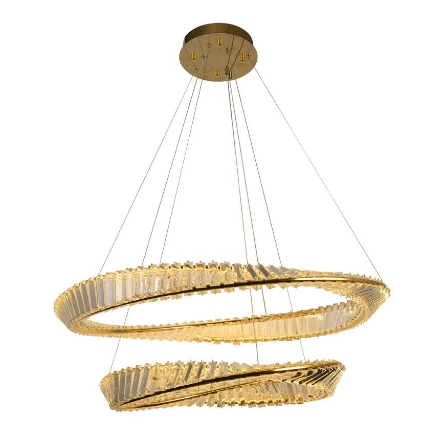 Lustre de cristal LED dimmerizável em cabo LED/90W/230V 3000-6500K dourado/cromado + controlo remoto