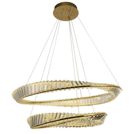 Lustre de cristal LED dimmerizável em cabo LED/90W/230V 3000-6500K dourado/cromado + controlo remoto
