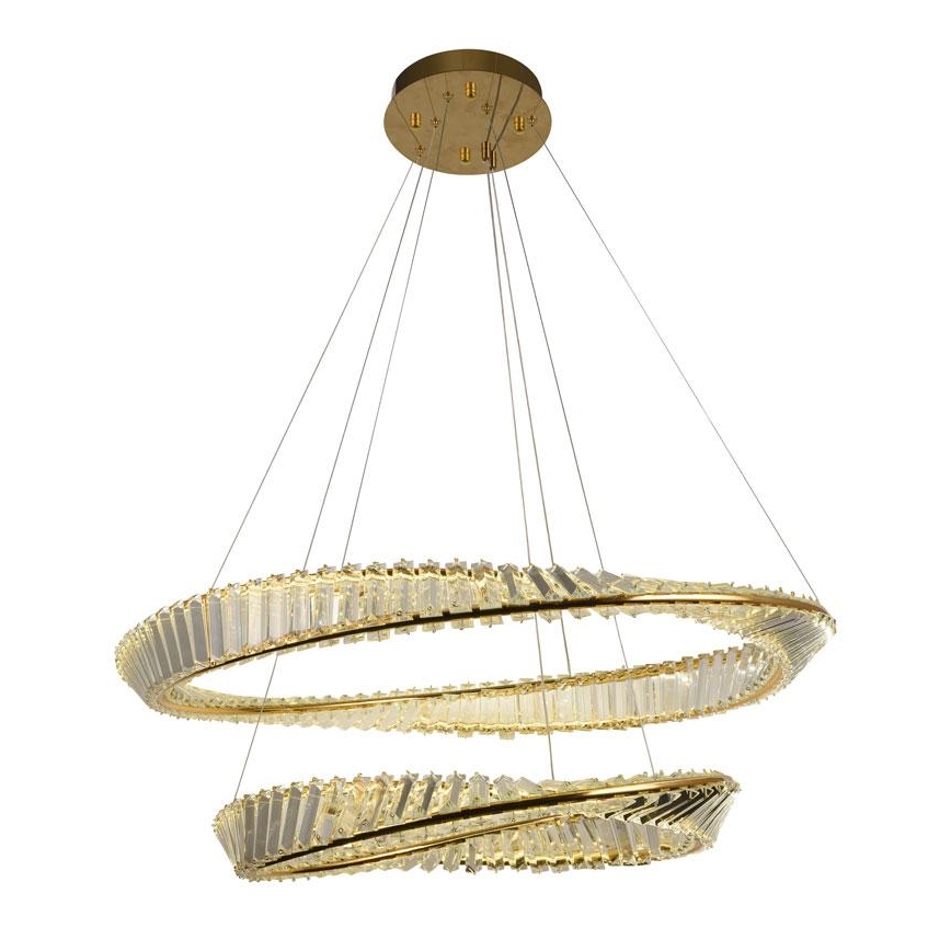 Lustre de cristal LED dimmerizável em cabo LED/90W/230V 3000-6500K dourado/cromado + controlo remoto