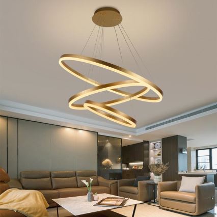 Lustre LED regulável em cabo LED/125W/230V 3000-6500K diâmetro 80 cm + comando à distância