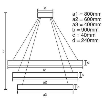 Lustre LED regulável em cabo LED/125W/230V 3000-6500K diâmetro 80 cm + comando à distância