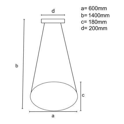 Lustre LED regulável em cabo LED/70W/230V 3000-6500K diâmetro 60 cm + comando à distância