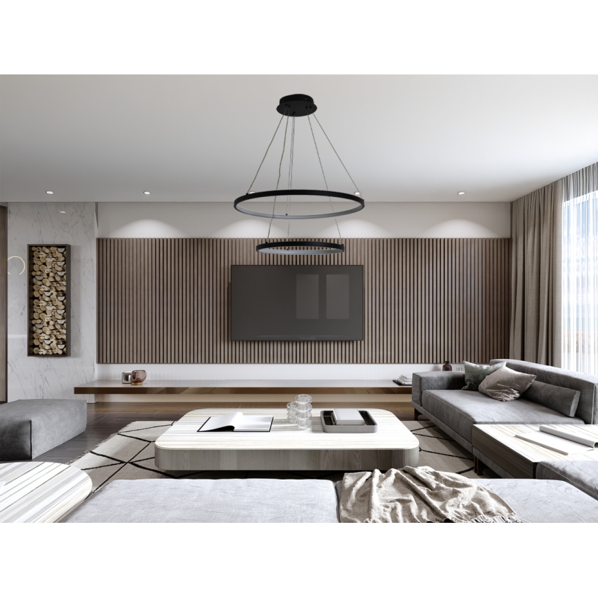 Lustre LED regulável em cabo LED/75W/230V 3000-6500K diâmetro 60 cm + controlo remoto