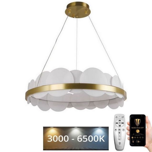Lustre LED dimmerizável em cabo LED/40W/230V 3000-6500K dourado + controlo remoto