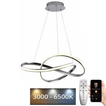 Lustre LED dimmerizável em cabo LED/70W/230V 3000-6500K diâmetro 60 cm cromo brilhante + comando à distância