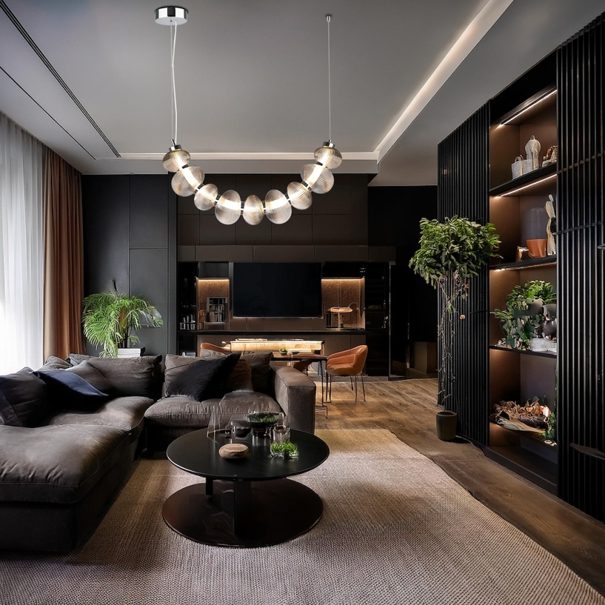 Lustre LED em cabo BOLLA LED/36W/230V cromo brilhante/cinza fumê