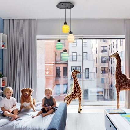 Lustre LED em cabo CACTUS LED/12W/230V 3000K verde/amarelo/branco