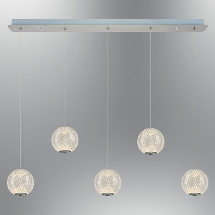 Lustre LED em cabo CREMONA 5xLED/5W/230V 3000K cromado mate