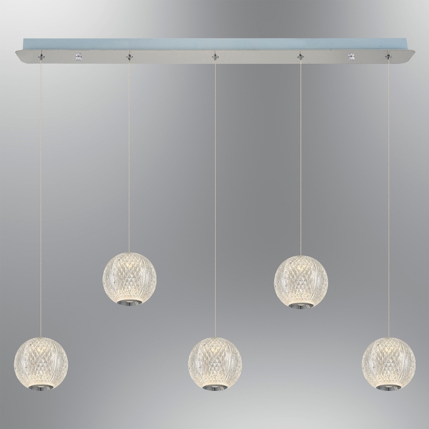 Lustre LED em cabo CREMONA 5xLED/5W/230V 3000K cromado mate