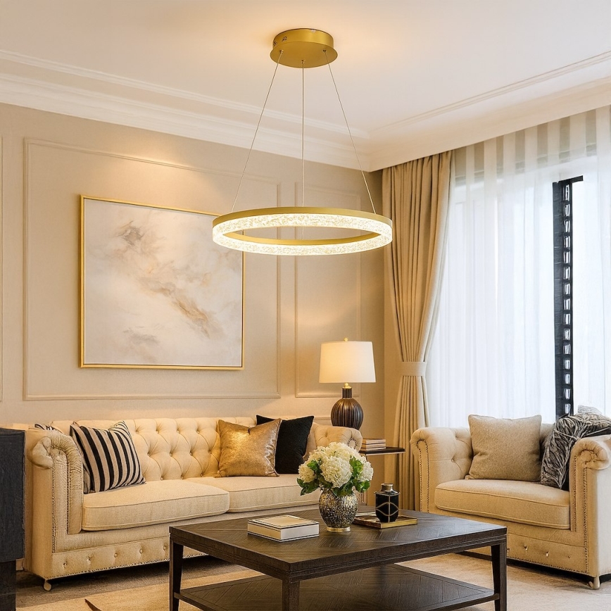 Lustre LED em cabo GALA LED/25W/230V Ø 50 cm dourado