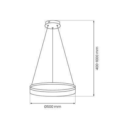 Lustre LED em cabo GALA LED/25W/230V Ø 50 cm dourado