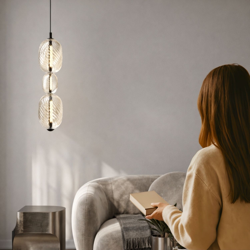 Lustre LED em cabo PLAYA LED/12W/230V preto