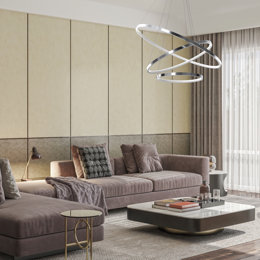 Lustre LED suspenso em cabo ROTONDA LED/93W/230V cromo brilhante