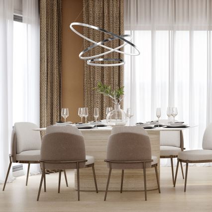 Lustre LED suspenso em cabo ROTONDA LED/93W/230V cromo brilhante