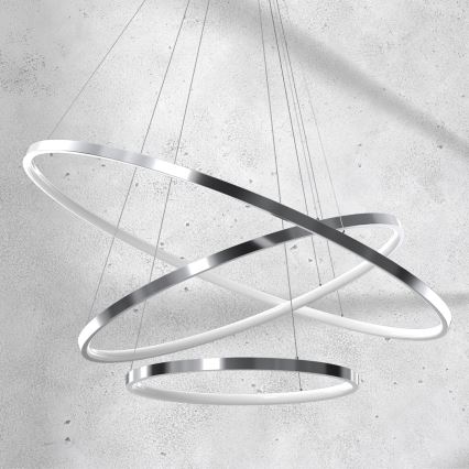 Lustre LED suspenso em cabo ROTONDA LED/93W/230V cromo brilhante