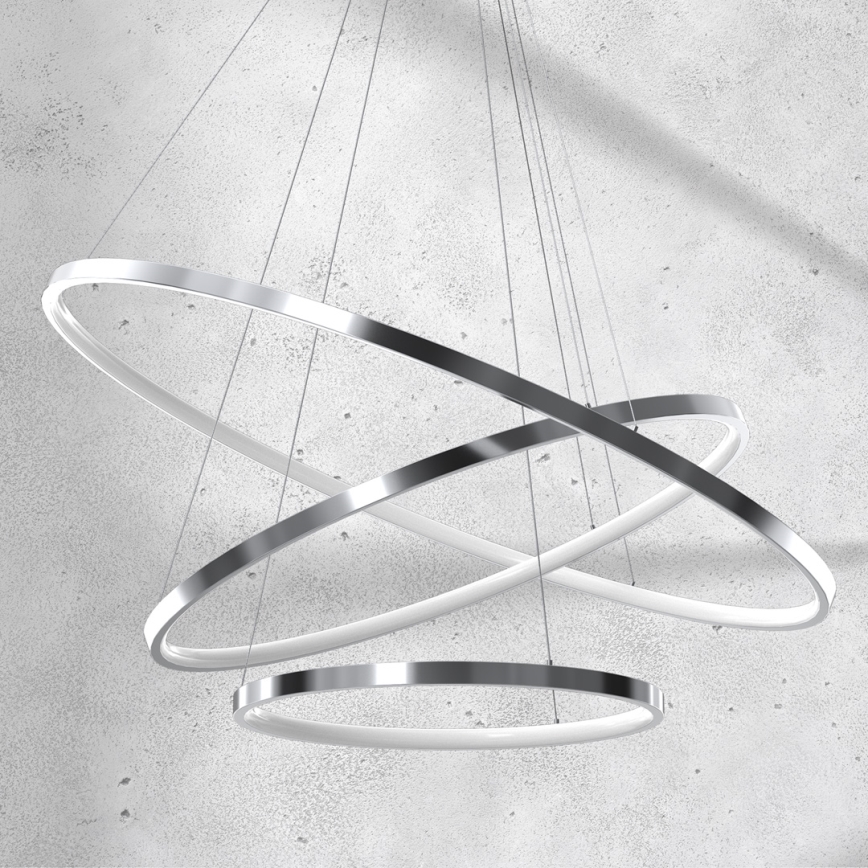 Lustre LED suspenso em cabo ROTONDA LED/93W/230V cromo brilhante