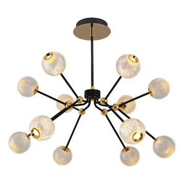 Lustre LED em haste GELA 12xLED/5W/230V 3000K preto/dourado