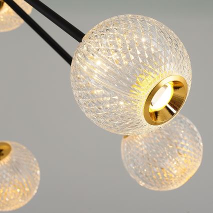 Lustre LED em haste GELA 12xLED/5W/230V 3000K preto/dourado