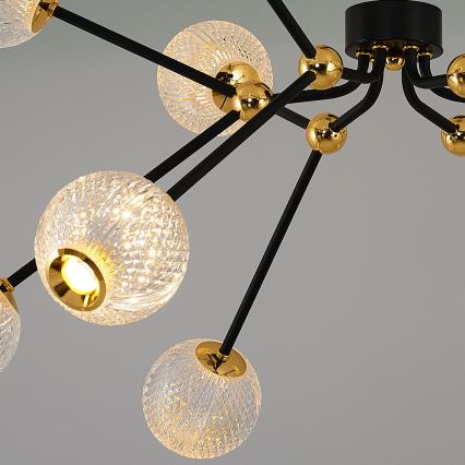 Lustre LED em haste GELA 12xLED/5W/230V 3000K preto/dourado