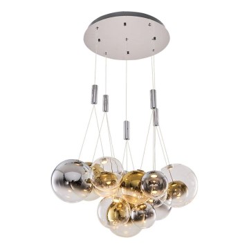 Lustre LED ENNA suspenso por cabo 15xG9/5W/230V 3000K fumado/dourado
