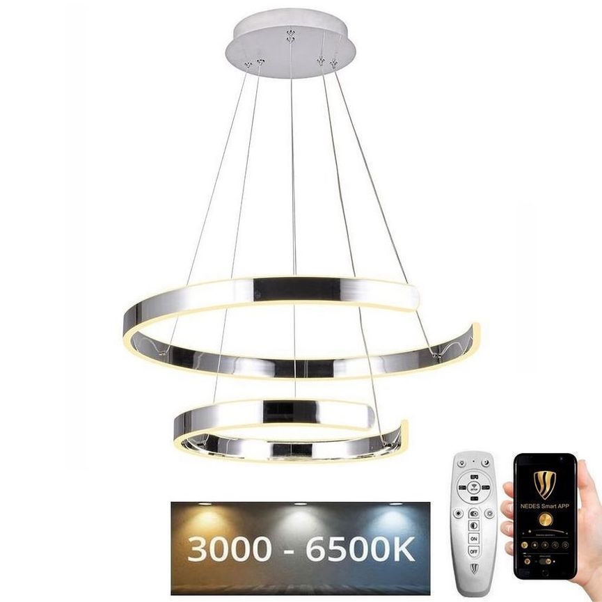 Lustre LED regulável em cabo LED/120W/230V 3000-6500K diâmetro 60 cm + comando à distância