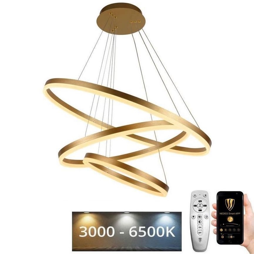 Lustre LED regulável em cabo LED/125W/230V 3000-6500K diâmetro 80 cm + comando à distância