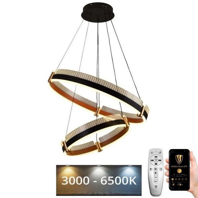 Lustre LED regulável em cabo LED/140W/230V 3000-6500K diâmetro 60 cm + comando à distância