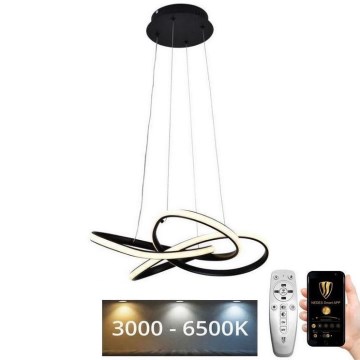 Lustre LED regulável em cabo LED/40W/230V 3000-6500K diâmetro 48 cm preto + comando à distância